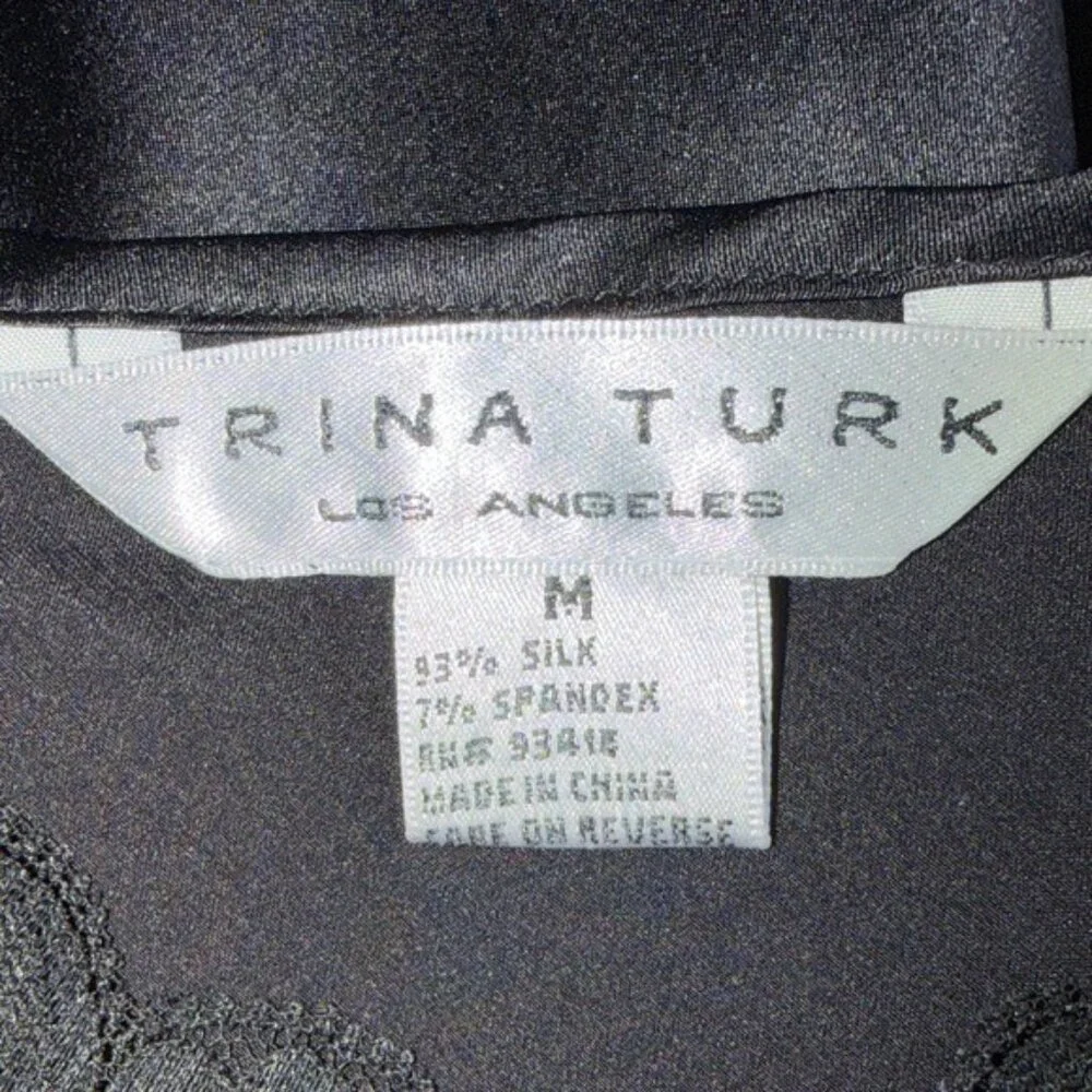 Trina Turk Lace Trim Slip Dress in Black – Size M - Picture 6 of 7